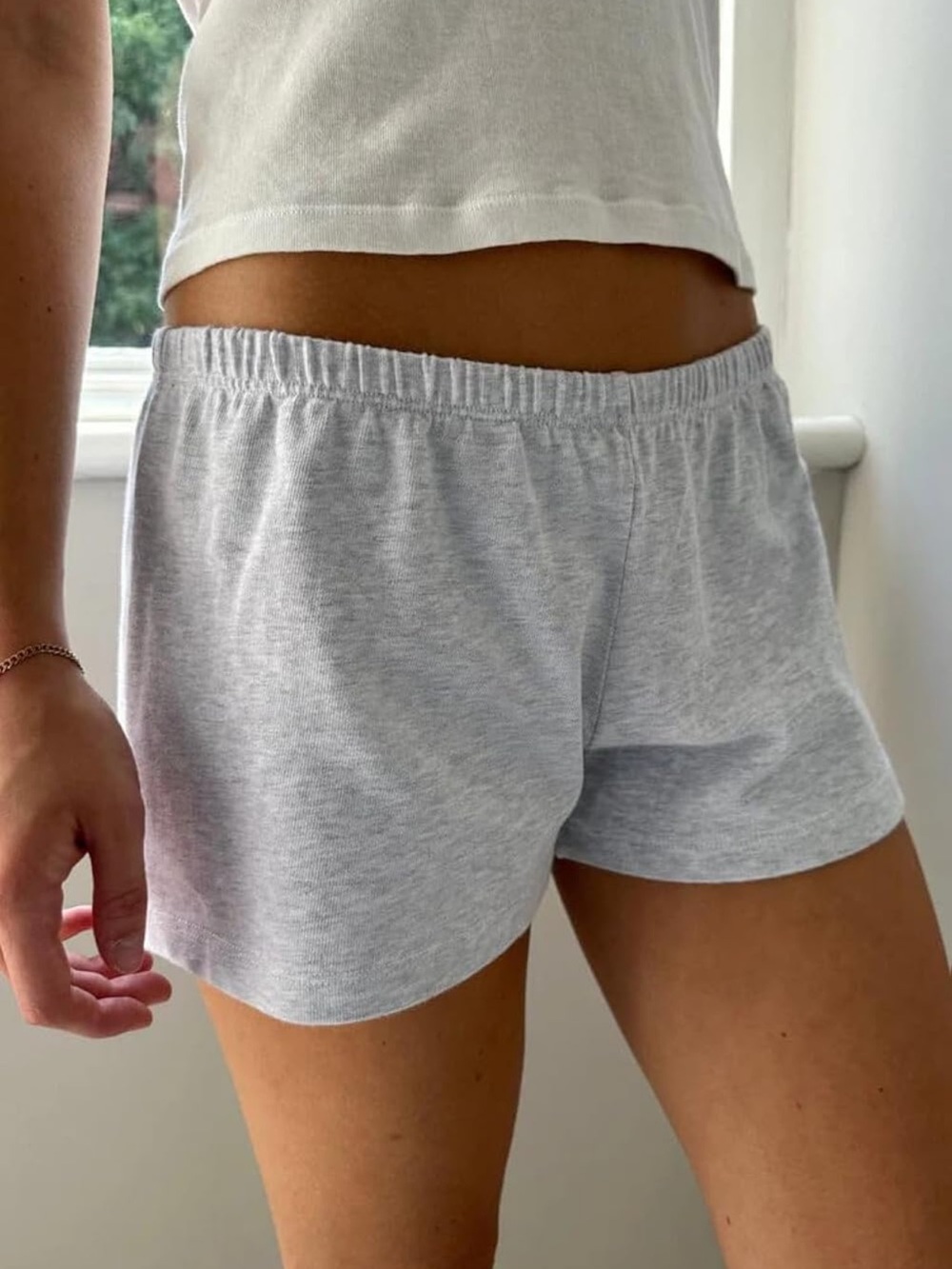 Grey Cozy Elastic Waist Lounge Shorts